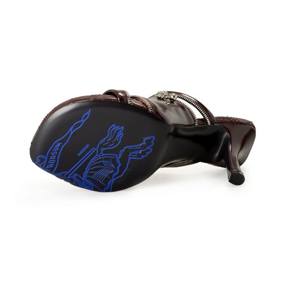 Burberry Women's "Peep Sandal" Leather Heeled Mules Sandals Shoes US 7 EUR 37 - Picture 6 of 8